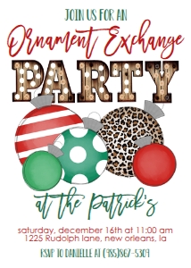 Christmas Party Multi Ornament Exchange RG Marquee Invitation: Christmas Party Multi Ornament Exchange RG Marquee Invitation