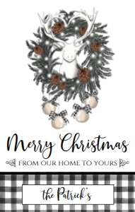 Christmas Wine Label Deer Wreath: Christmas Wine Label Deer Wreath