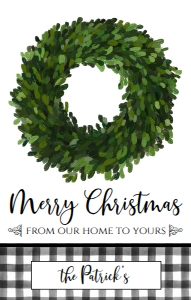 Christmas Wine Label Boxwood Gingham: Christmas Wine Label Boxwood Gingham
