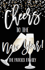 NYE Wine Label Cheers Black White: NYE Wine Label Cheers Black