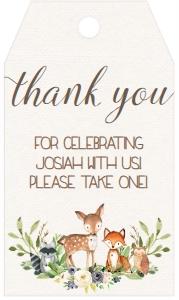Birthday Blue Woodland Favor Tag: Birthday Woodland Blue Floral