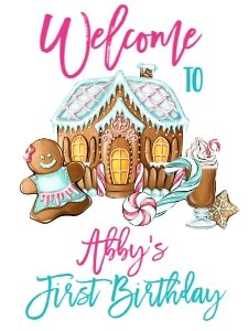Christmas Cookie Cocoa Gingerbread Girl Welcome Sign: Christmas Birthday Cookies Cocoa Gingerbread girl