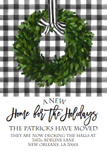 Christmas Wreath New Home Plaid Invite: Christmas Wreath New Home Plaid Invite