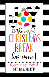 Christmas Break Wine Label Joy Bright: Christmas Break Wine Label Joy Bright