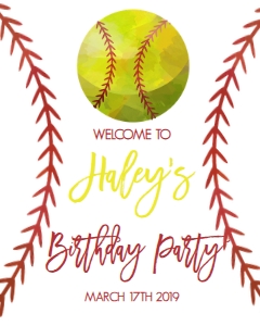 Birthday Softball Welcome Sign 8x10: Birthday Softball