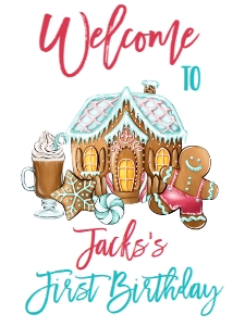 Christmas Cookie Gingerbread Boy Welcome Sign: Christmas Birthday Cookies Cocoa Gingerbread Boy