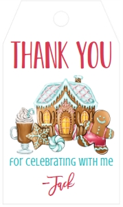 Christmas Birthday Cookies Cocoa Gingerbread Boy Favor Tag: Christmas Birthday Cookies Cocoa Gingerbread Boy