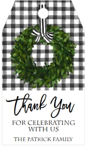 Christmas Celebrate Wreath Favor Tag: Christmas Celebrate Wreath Invitation