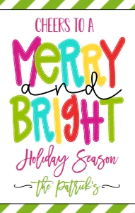 Christmas Party Merry and Bright Wine Label: Christmas Party Merry and Bright Wine Label