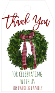 Christmas Party Wreath Favor Tag: Christmas Party Wreath Invitation