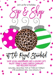 Christmas Ornament Sip and Shop Hot Pink Invitation: Christmas Ornament Sip and Shop Hot Pink Invitation