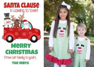 Red Truck I+O Santa and Friends Photo Card: Red Truck I+O Santa and Friends Photo Card