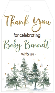 Baby Shower Cold Outside Tree Line Favor Tag: Baby Shower Cold Outside Tree Line