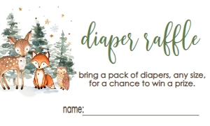 Baby Shower Woodland Winter Diaper Raffle: Baby Shower Woodland Winter Trees