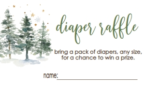 Baby Shower Cold Outside Tree Line Diaper Raffle: Baby Shower Cold Outside Tree Line