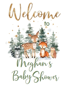 BSS Woodland Winter Welcome Sign: Baby Shower Woodland Winter Trees