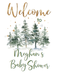 BSS Cold Outside Tree Line Welcome Sign: Baby Shower Cold Outside Tree Line