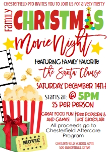 Christmas School Movie Night Flyer 5x7: Christmas School Movie Night Flyer 5x7