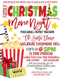 Christmas School Movie Night Flyer 11x14: Christmas School Movie Night Flyer 5x7