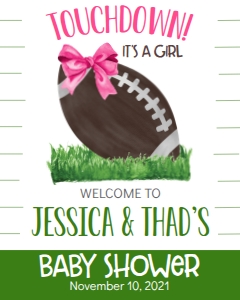 Baby Shower Football Girl Welcome Sign 8x10: Baby Shower Football Girl