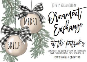 Christmas Party Buffalo Plaid Ornament Exchange Invite: Christmas Party Buffalo Plaid Ornament Exchange Invite