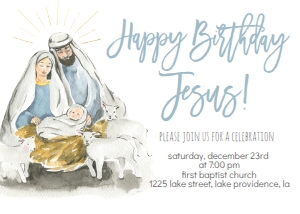 Christmas Happy Birthday Jesus Watercolor Invitation: Christmas Happy Birthday Jesus Watercolor Invitation