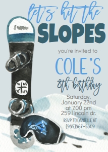 Birthday Hit the Slopes design preview