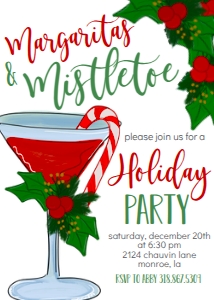 Christmas Margaritas and Mistletoe Invitation: Christmas Margaritas and Mistletoe Invitation