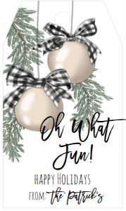 Christmas Party Buffalo Plaid Oh What Fun Favor Tag: Christmas Party Buffalo Plaid Oh What Fun Invite