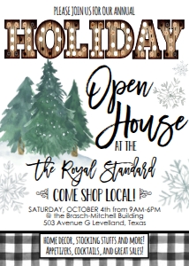 Holiday Open House Rustic Trees 5x7: Holiday Open House Rustic Trees 8.5x11