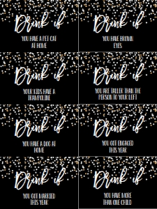 NYE Drink If Game Black Confetti: NYE Drink If Game Black Confetti