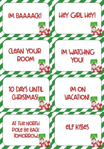 Elf Note Cards with Sayings: Christmas Elf Welcome Letter Green