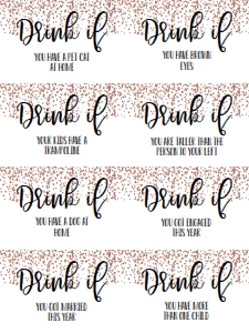 NYE Drink If Game Rose Gold Glitter: NYE Memories Game Rose Gold Glitter