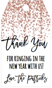 NYE Ringing in the New Year Favor Tag Rose Gold: NYE Memories Game Rose Gold Glitter