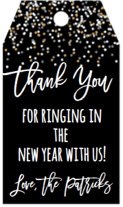 NYE Confetti Black Favor Tag: NYE Drink If Game Black Confetti