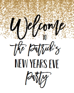 NYE Gold Glitter Welcome Sign: NYE Drink If Game Gold Glitter2