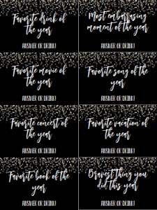 NYE Memories Game Black Confetti: NYE Drink If Game Black Confetti