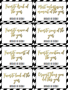 NYE Memories Game Stripe: NYE Drink If Game Diagonal Stripe