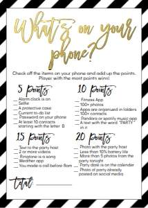NYE What's on Your Phone Game Stripe: NYE Drink If Game Diagonal Stripe