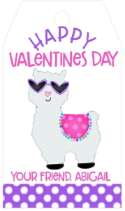 Valentines Day LLAMA Favor Tag: Valentines Day Llama Favor Tag