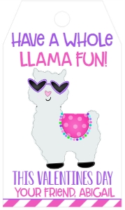 Valentines Day LLAMA FUN Favor Tag: Valentines Day Llama Fun Favor Tag