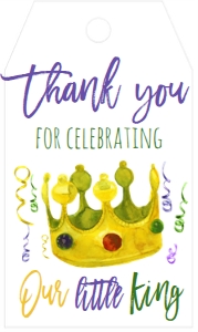 Mardi Gras Baby Shower King Favor Tag: Mardi Gras Baby Shower King