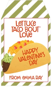 Valentine's Day Lettuce Taco Bout Love Favor Tag: Valentines Day Lettuce Taco Bout Love Favor Tag