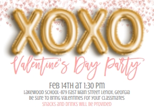 Valentines Day XOXO Gold Balloon Pink Confetti: Valentines Day XOXO Gold Balloon Pink Confetti