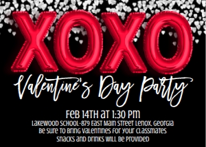 Valentines Day XOXO Black Red Balloon Silver Confetti: Valentines Day XOXO Black Red Balloon Silver Confetti