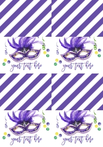 Mardi Gras Food Tent Purple Mask Full Page: Mardi Gras Baby Shower Queen
