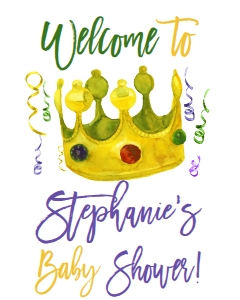 Mardi Gras Crown Baby Shower Welcome Sign: Mardi Gras Baby Shower King