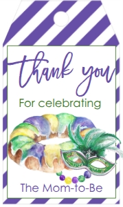 Mardi Gras Baby Shower King Cake Favor Tag: Mardi Gras Baby Shower King Cake