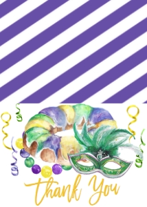 Mardi Gras King Cake Green Mask Thank You: Mardi Gras King Cake Potluck