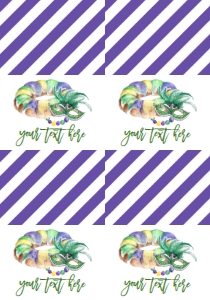 Mardi Gras Food Tent King Cake Green Mask Full Page: Mardi Gras King Cake Potluck